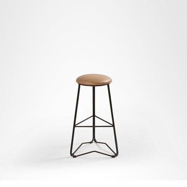 Trinity Bar Stool Set Of 2 - Dia: 13’’ H: 30’’ / Brown and Black / Upholstered Fabric and Metal Legs - Outdoor Furniture