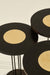 Trio Brass - Set of 3 - Black / Accacia wood, brass, metal / Large: 36L X 36W X 52H and Medium: 36L X 36W X 50H