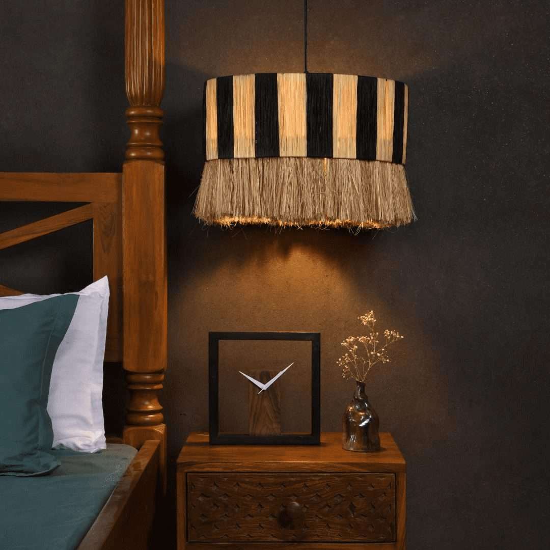 Tuli Rafia Pendant Lamp - Natural / Rafia and iron / D: 18’’ H: 15’’ - Lighting