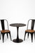 Tulip Metal Table with Tolix Chairs with Arms - Table:Dia: 30’’ H: 30’’ Chair Chair L:16 W: 16 H 36 SH 18 / Black