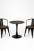Tulip Metal Table with Tolix Chairs with Arms - Table:Dia: 30’’ H: 30’’ Chair Chair L:16 W: 16 H 36 SH 18 / Black
