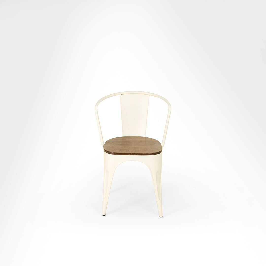 Tulip Metal Table with Tolix Chairs with Arms - Outdoor Furniture