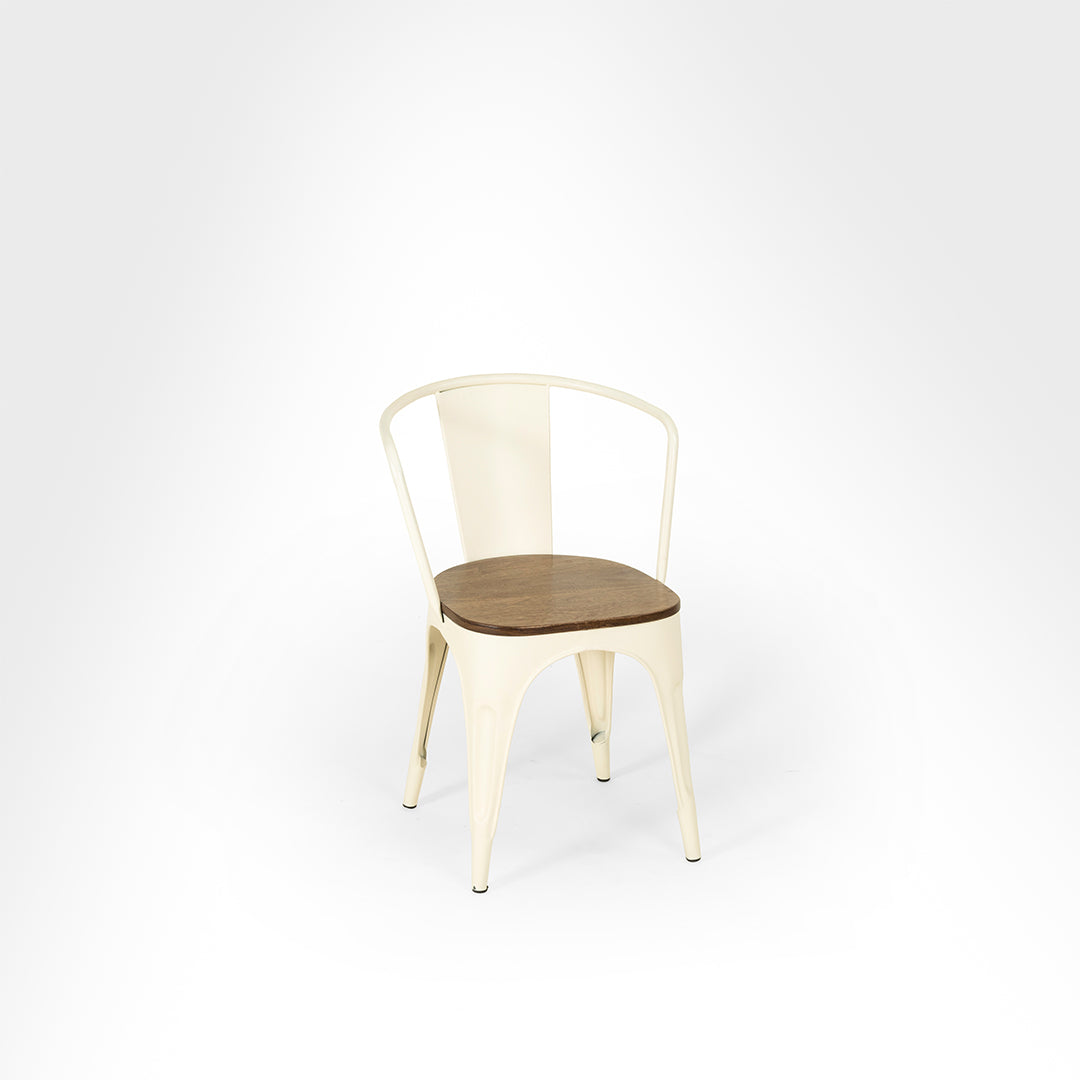 Tulip Metal Table with Tolix Chairs with Arms - Outdoor Furniture