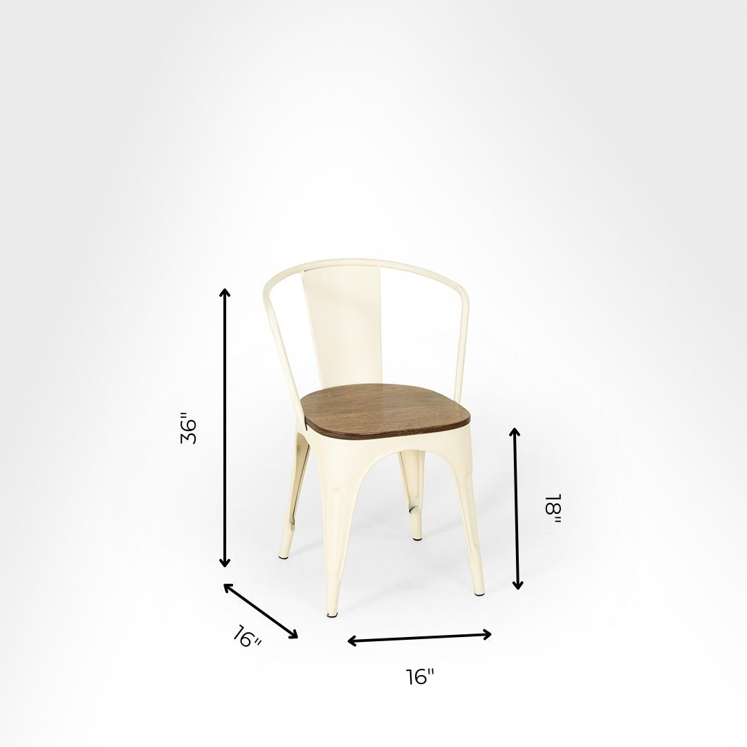 Tulip Metal Table with Tolix Chairs with Arms - Outdoor Furniture