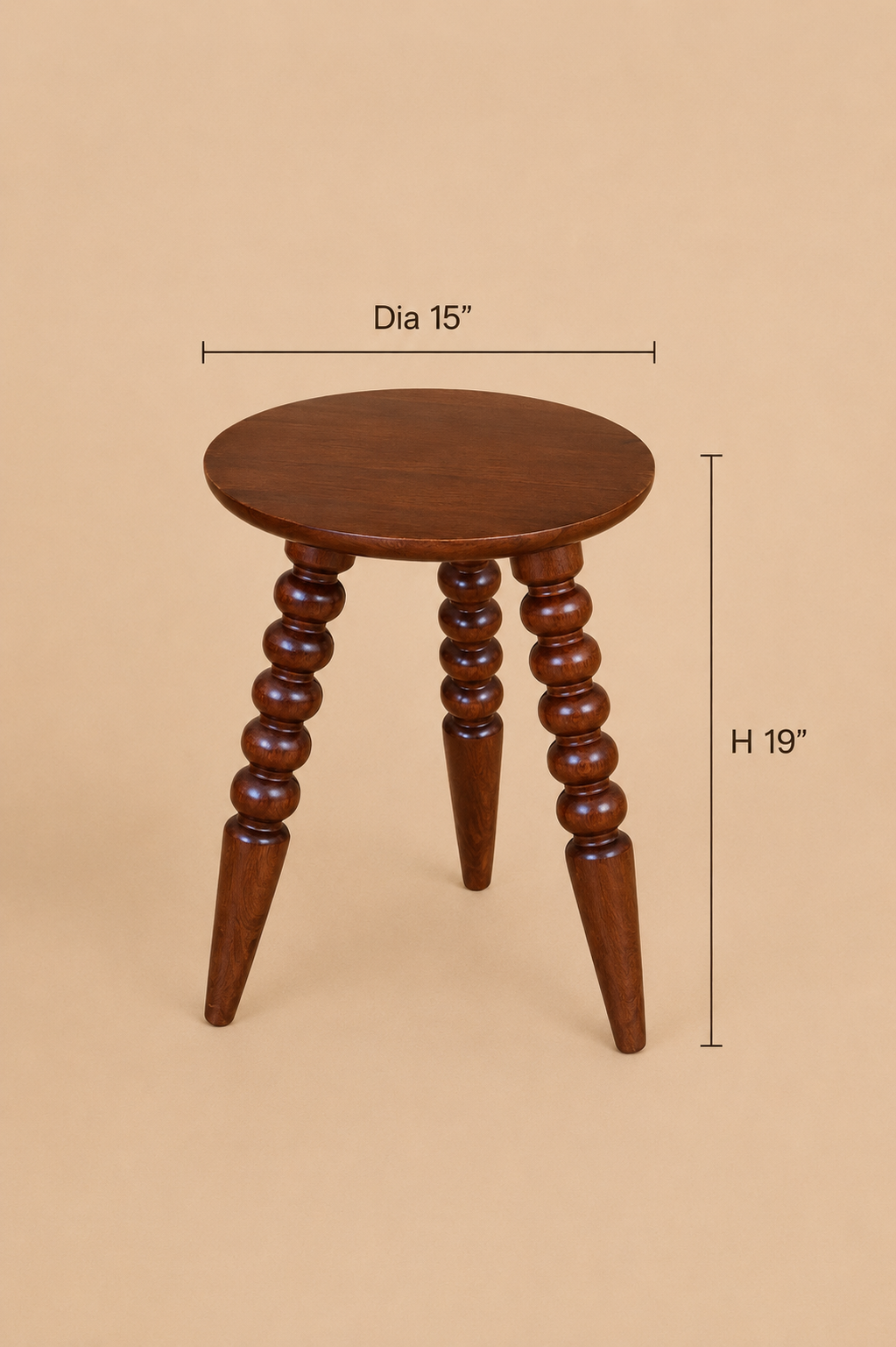 Tumble Side Table - Dia 15’’ x H 19’’ / Teak Wood - Furniture