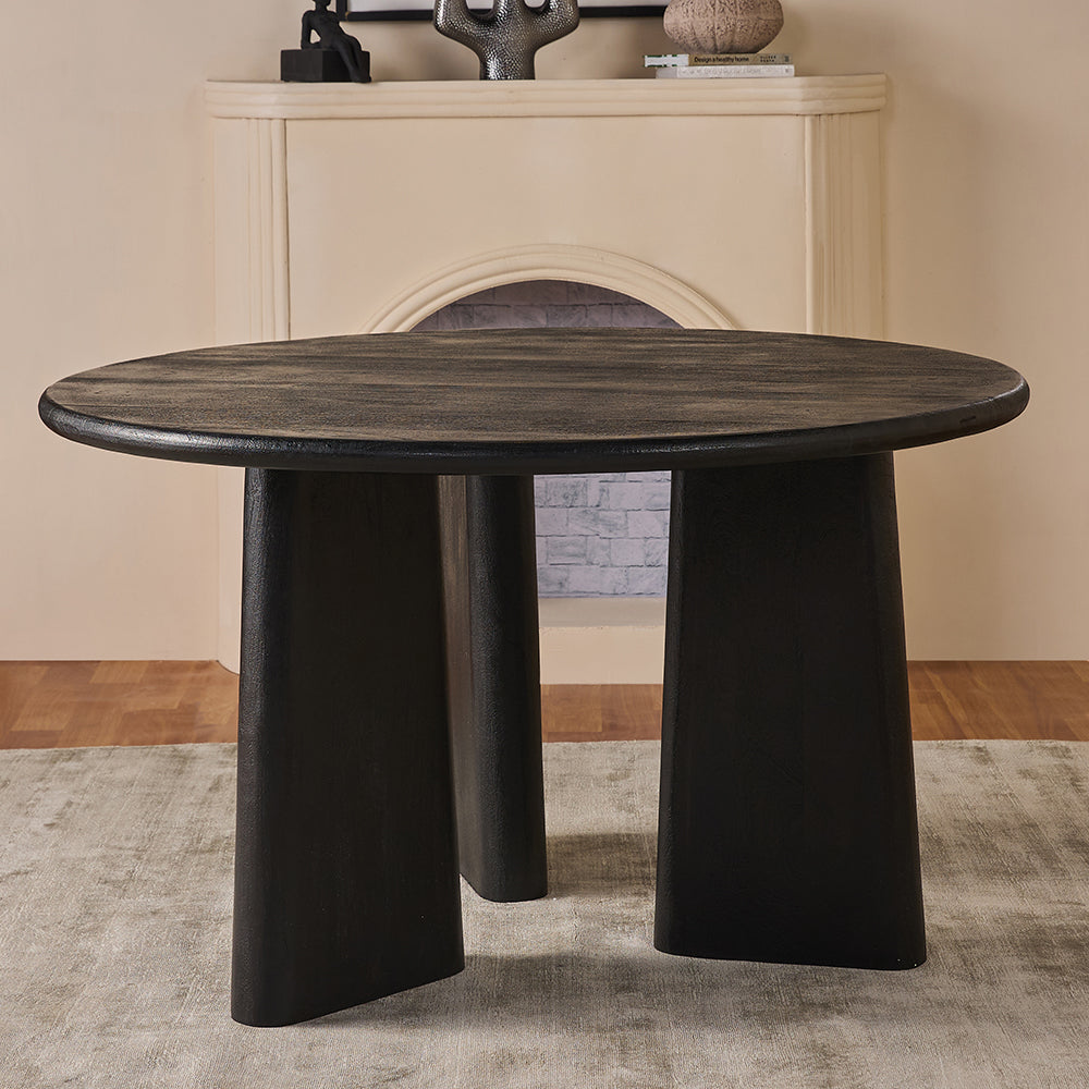 Tundra Dining Table - 132 x 132 x 76 In cm / Mango Wood / Black - Indoor Furniture