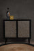 Twilight Storage Cabinet - Black / Frame: Plywood; Legs: Teak wood; Shutters: Teakwood and glass lined / L: 38’’ W: