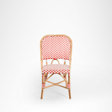 U Popsicle Cane Chair - W: 17’’ D: 18’’ H: 38’’ SH: 19’’ / Red and White / Cane Frame and PVC Weaving - Outdoor