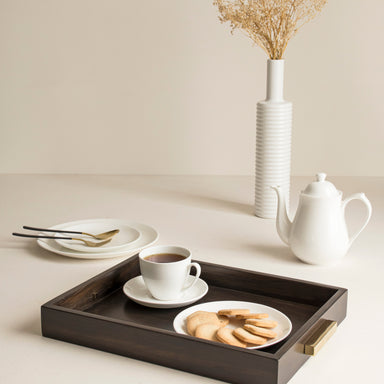 Ublong Tray - Brown / Stainless steel and wood - Decor