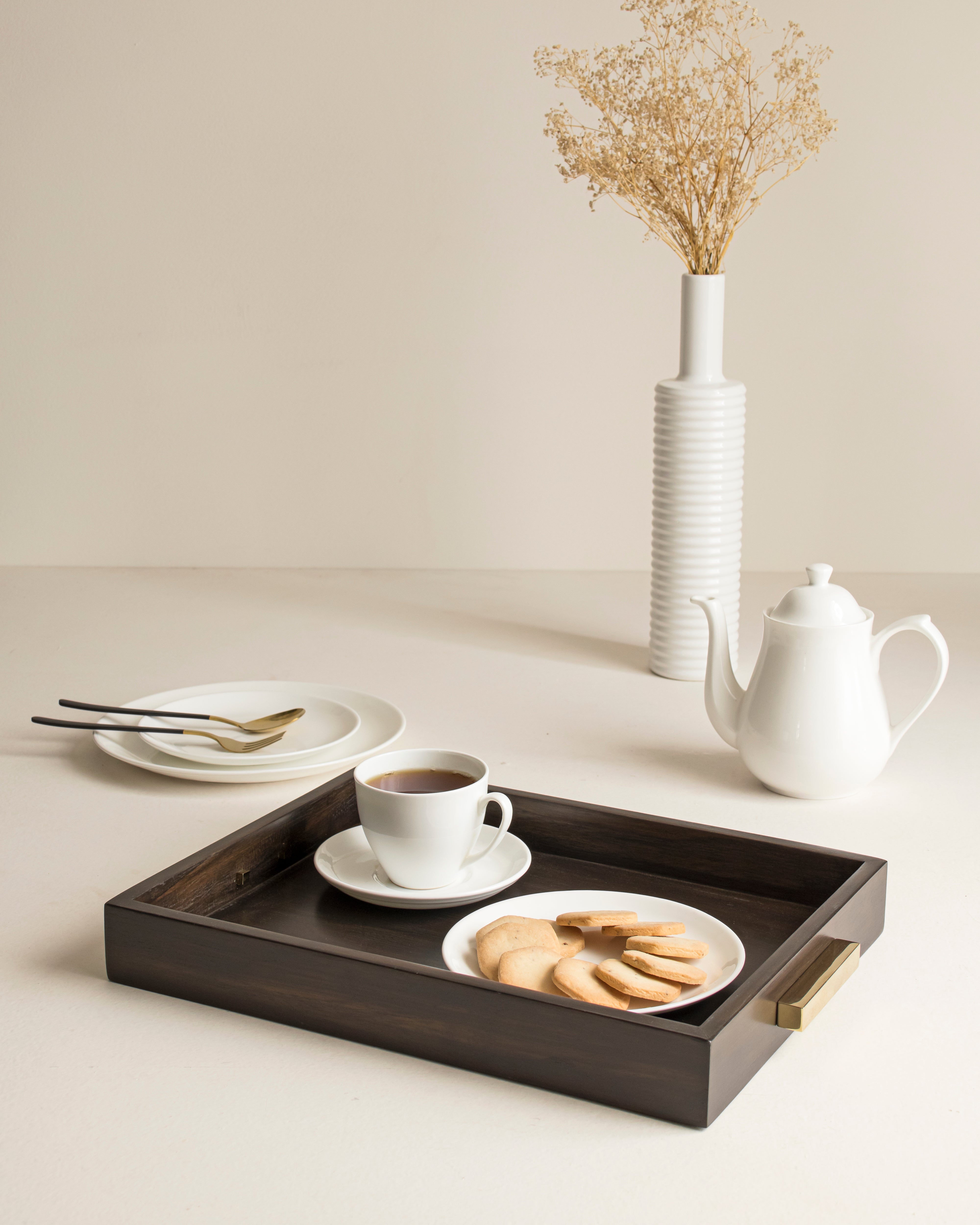 Ublong Tray - Brown / Stainless steel and wood - Decor