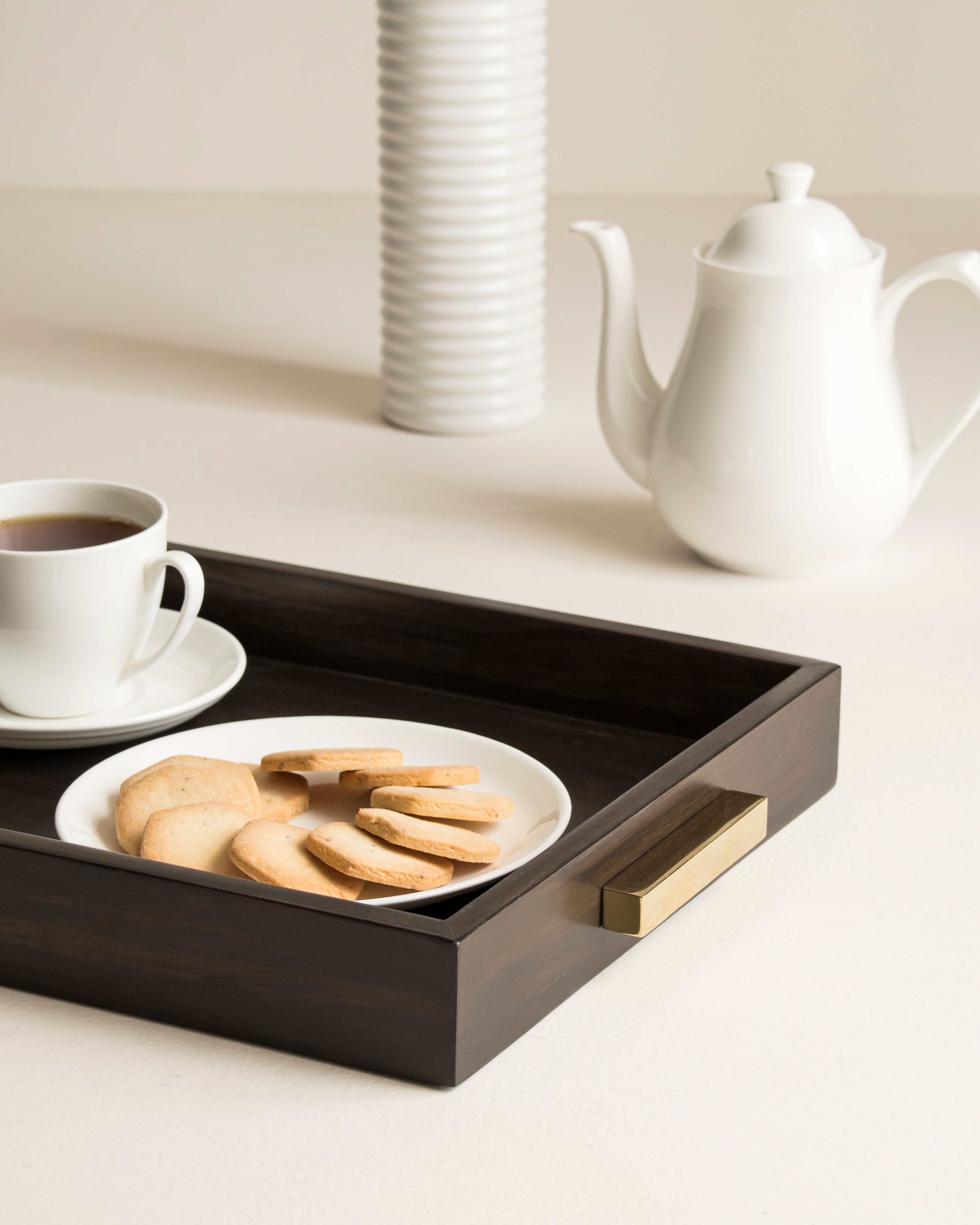Ublong Tray - Brown / Stainless steel and wood - Decor