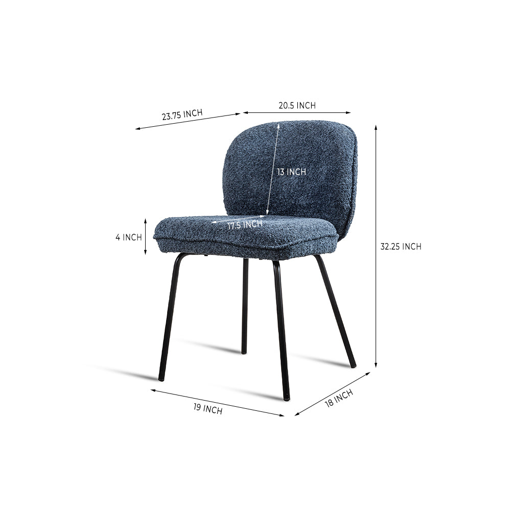 Umea Dining Chair - Mild Steel and Upholstery / CM: - L:- 52 x W:- 60 x H:- 82 - Indoor Furniture