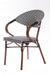 V Popsicle Aluminium Chair With Armrest - Dark Walnut / Aluminium Frame and PVC Weaving / L:57 x B:57 x H:83 In cm