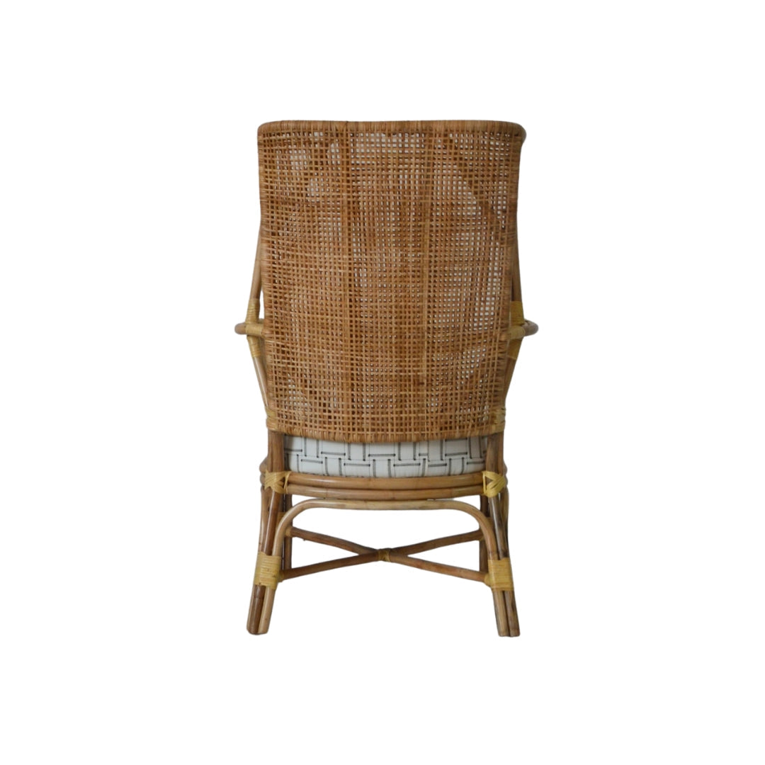Varo Bamboo High Back Chair - Natural / Upholstery: Cotton polyester; Bamboo, cane / L: 25’’ W: 29’’ H: 44’’; Seat