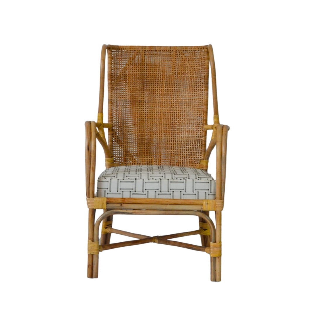 Varo Bamboo High Back Chair - Natural / Upholstery: Cotton polyester; Bamboo, cane / L: 25’’ W: 29’’ H: 44’’; Seat