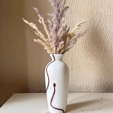 Vase - White / Alabaster Stone and Red stone / Height: 250 mm - Decor