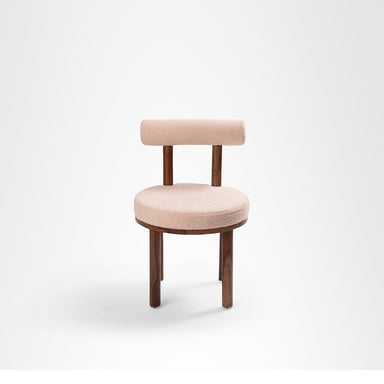Venus Dining Chair Set of 2 - Walnut and Pink / Sheesham Wood and Upholstered Fabric / W: 20’’ D: 20’’ H: 31’’ SH: 18’’