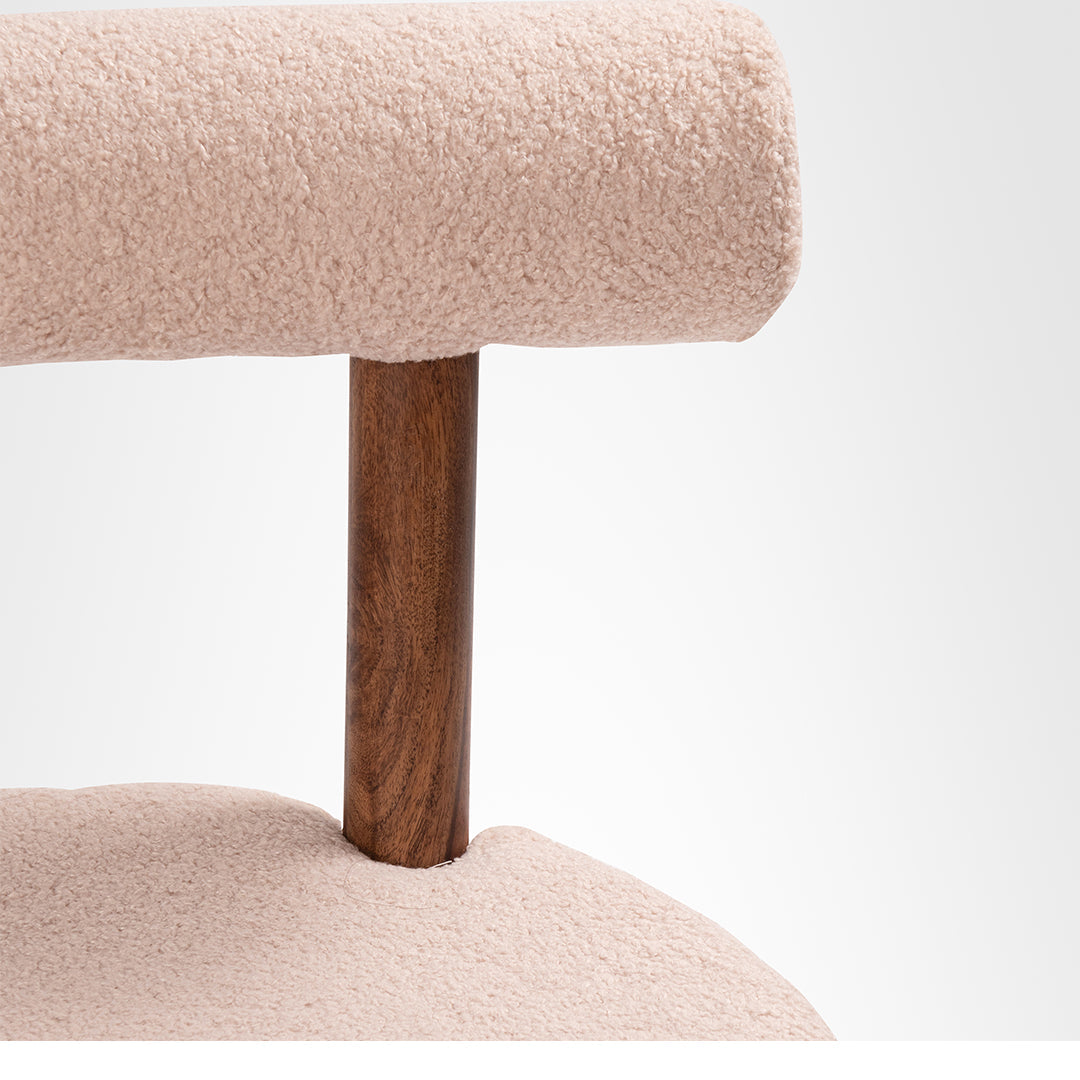 Venus Dining Chair Set of 2 - Walnut and Pink / Sheesham Wood and Upholstered Fabric / W: 20’’ D: 20’’ H: 31’’ SH: 18’’