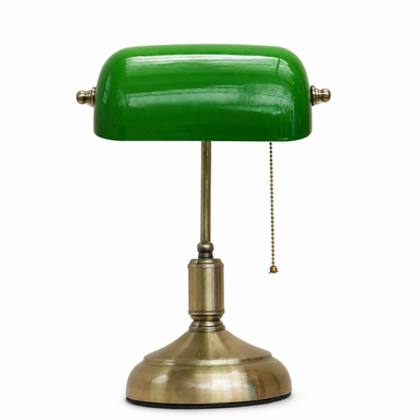 Verde Banker’s Desk Lamp - Green / Brass / 16 inch - Lighting