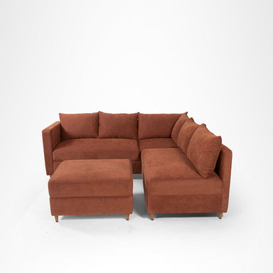 Vero Sectional Sofa - W: 84 ’ D: 109’’ H: 33’’ SH: 17’’ / Brown / Acacia Wood & Upholstered Fabric - Indoor Furniture