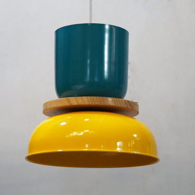 Vibrant Yellow Accent Lamp - Yellow / Mild Steel and Pine Wood - Lighting