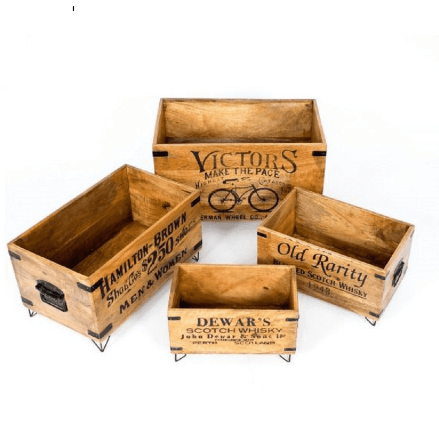 Victor Storage Boxes | Set Of 4 - Natural / Wood / L:55 x D:32 x H:35 in cm - Decor