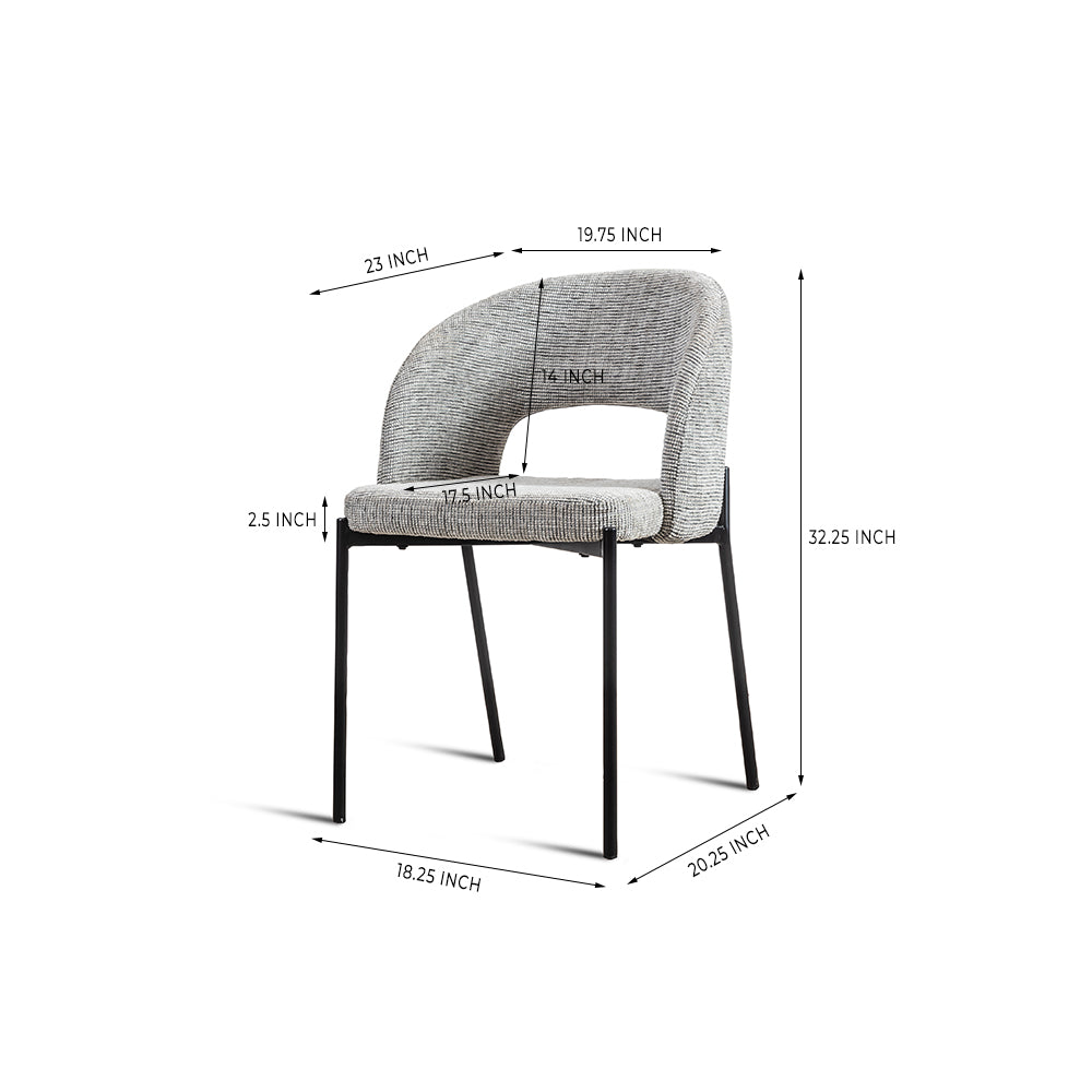 Vika Dining Chair - Mild Steel and Upholstery / CM: - L:- 50 x W:- 58 x H:- 82 - Indoor Furniture