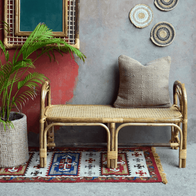 Vintage Bamboo Bench - Natural / Bamboo and cane / L: 42.5’’ W: 17.5’’ H: 24’’; Seat Height: 15’’ - Furniture