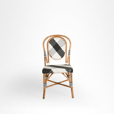W Popsicle Cane Chair - W: 17’’ D: 18’’ TH: 38’’ SH: 19’’ / Black and White / Cane Frame and PVC Weaving - Outdoor