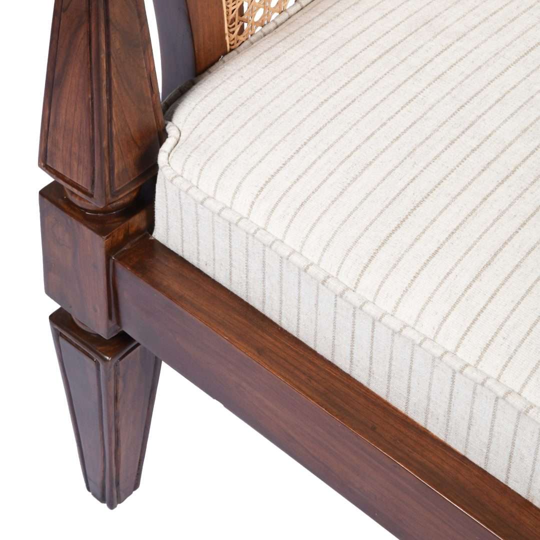 Wallace Cane Armchair - Teak / Teakwood, cane, fabric / L: 28’’ W: 28’’ H: 35’’; Seat Height: 18’’ - Furniture