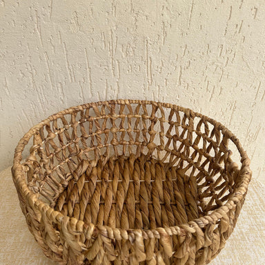 Water Hyacinth Cut-Work Basket - Natural / Water Hyacinth - Decor