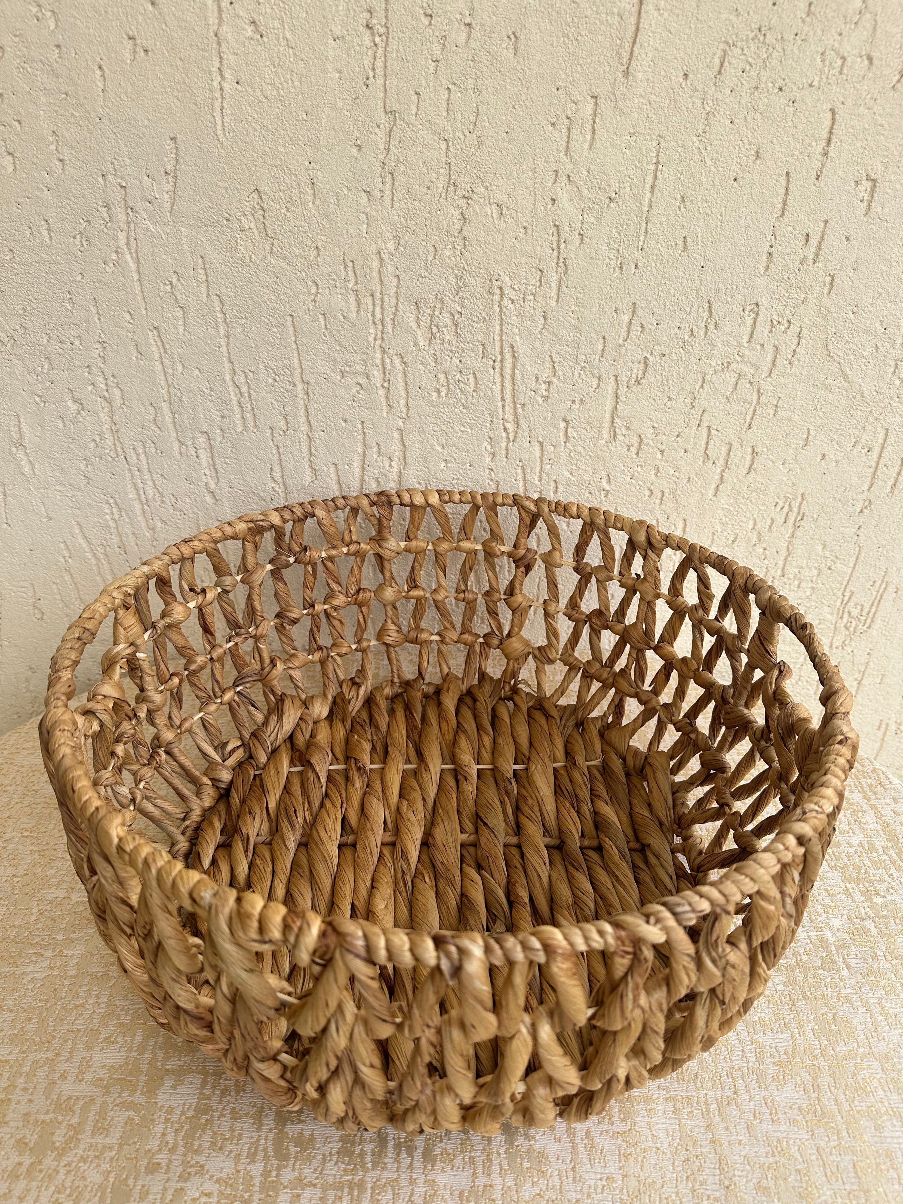 Water Hyacinth Cut-Work Basket - Natural / Water Hyacinth - Decor