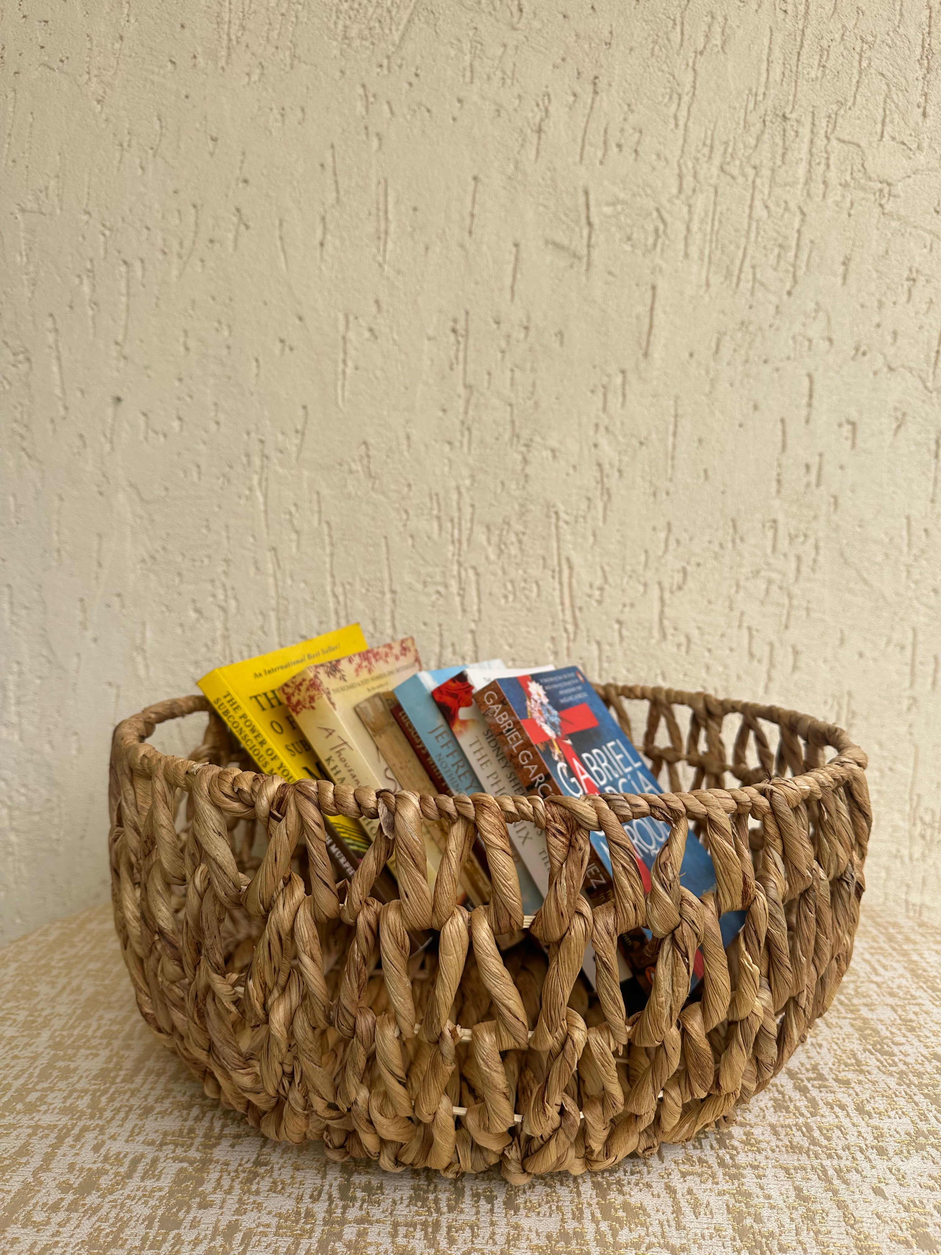 Water Hyacinth Cut-Work Basket - Natural / Water Hyacinth - Decor