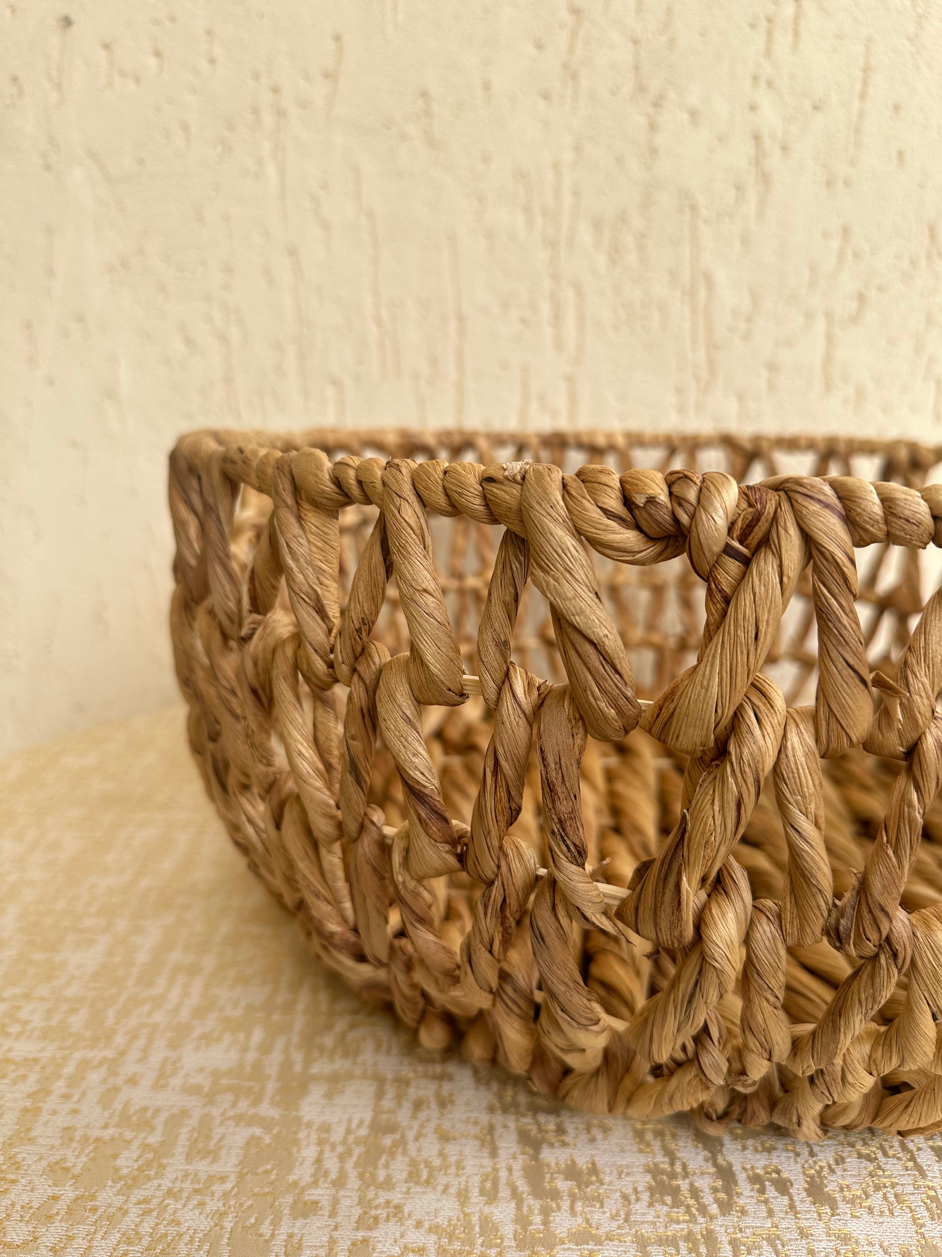 Water Hyacinth Cut-Work Basket - Natural / Water Hyacinth - Decor