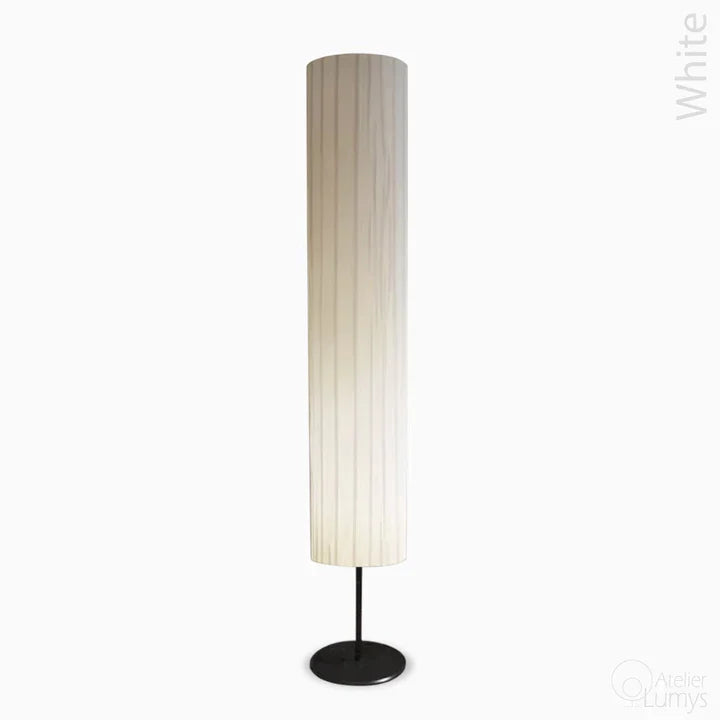 Wave Tube Floor Lamp - Dia: 6’’ H: 38’’ / Black and White / Mild Steel and Poplin - Lighting