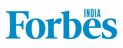 Blue forbes india logo with bold serif typography.