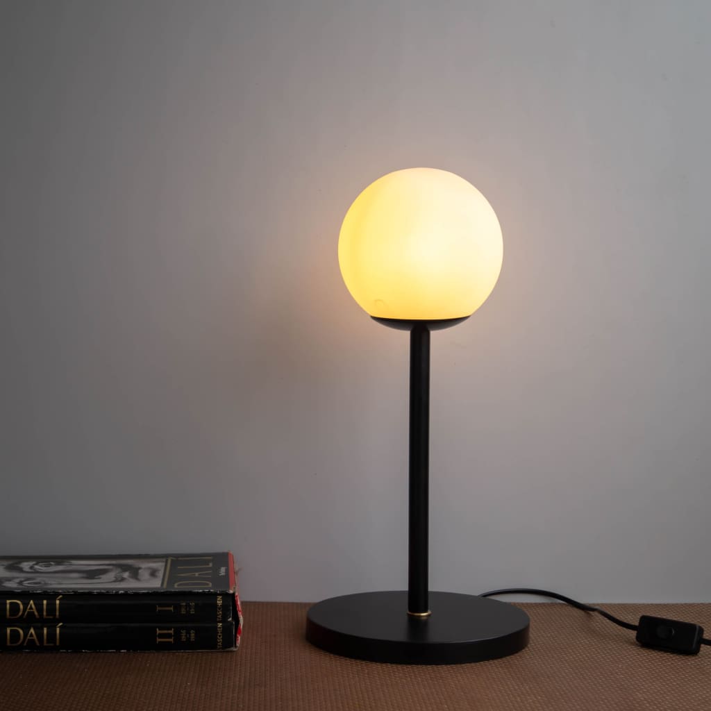 White Frosted Glass Shade Contemporary Table Lamp