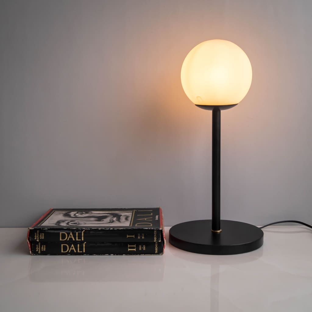White Frosted Glass Shade Contemporary Table Lamp