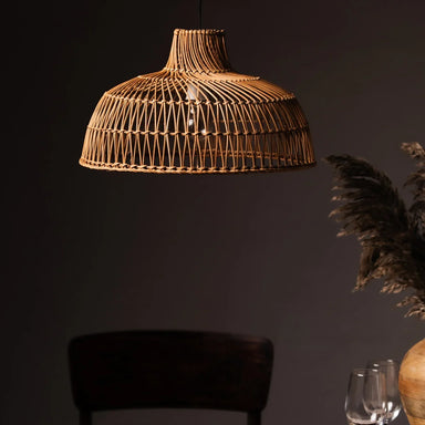 Wicker Pendant Rattan Lampshade - Natural / Rattan and Metal - Lighting