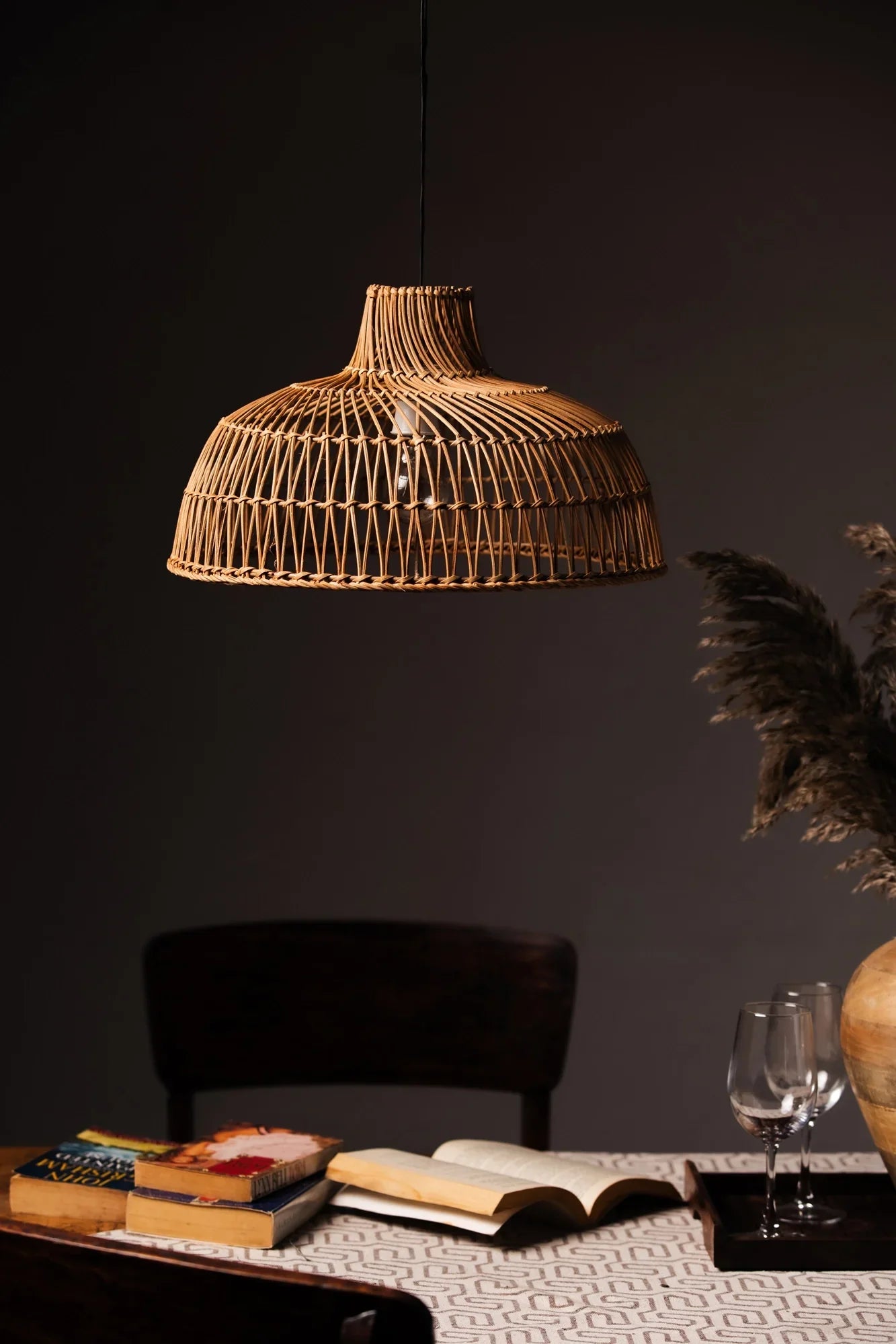 Wicker Pendant Rattan Lampshade - Natural / Rattan and Metal - Lighting