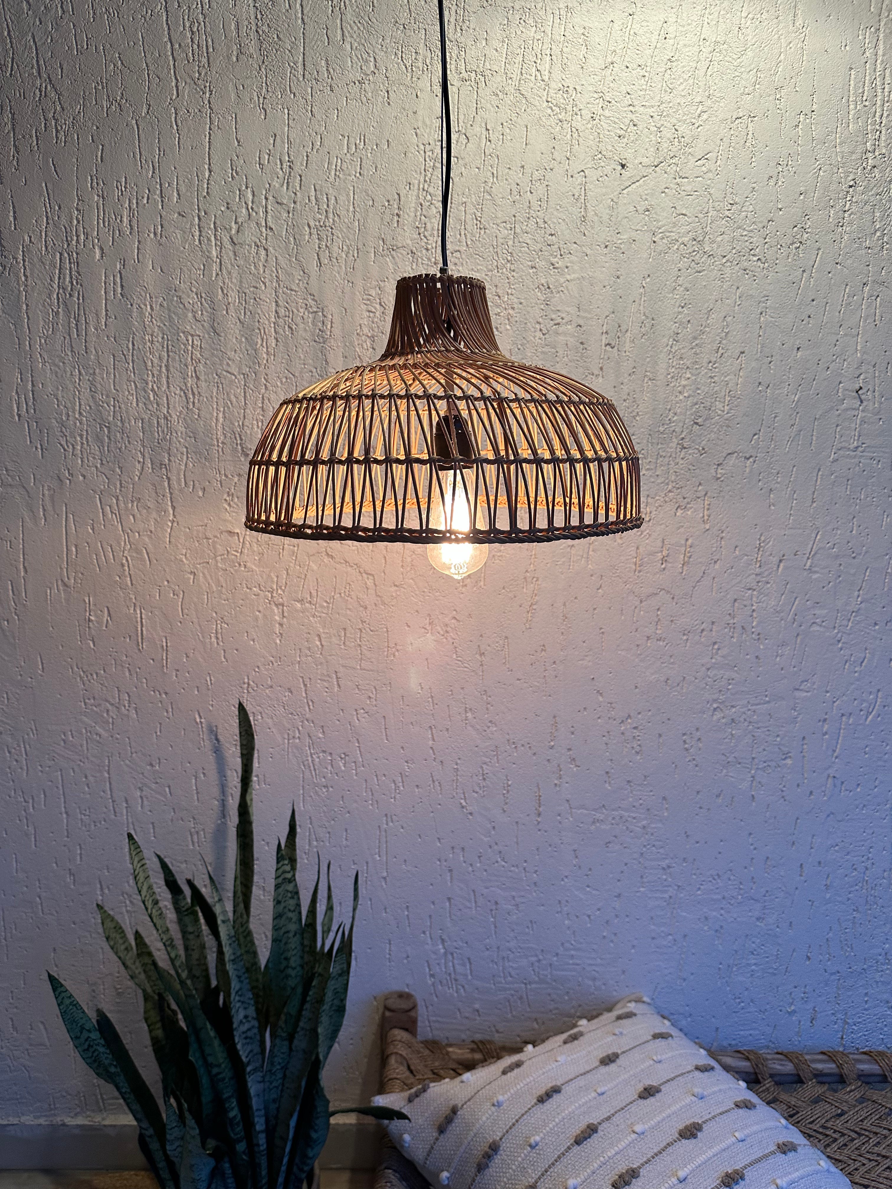 Wicker Pendant Rattan Lampshade - Natural / Rattan and Metal - Lighting