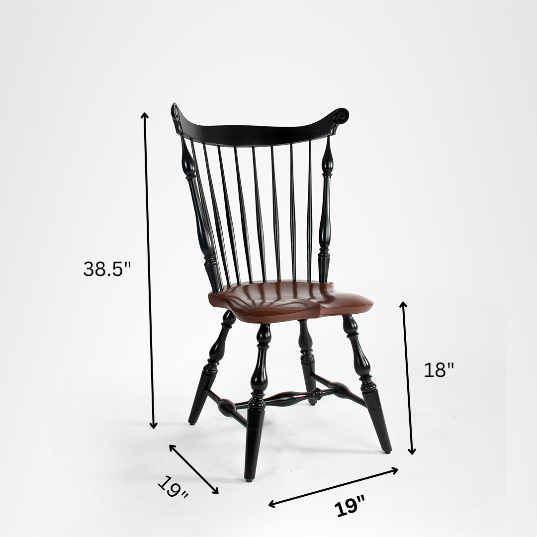 Windsor Chair 9 - W: 19’’ D: 19’’ H: 38.5’’ / Black and Brown / American Hard Wood - Indoor Furniture