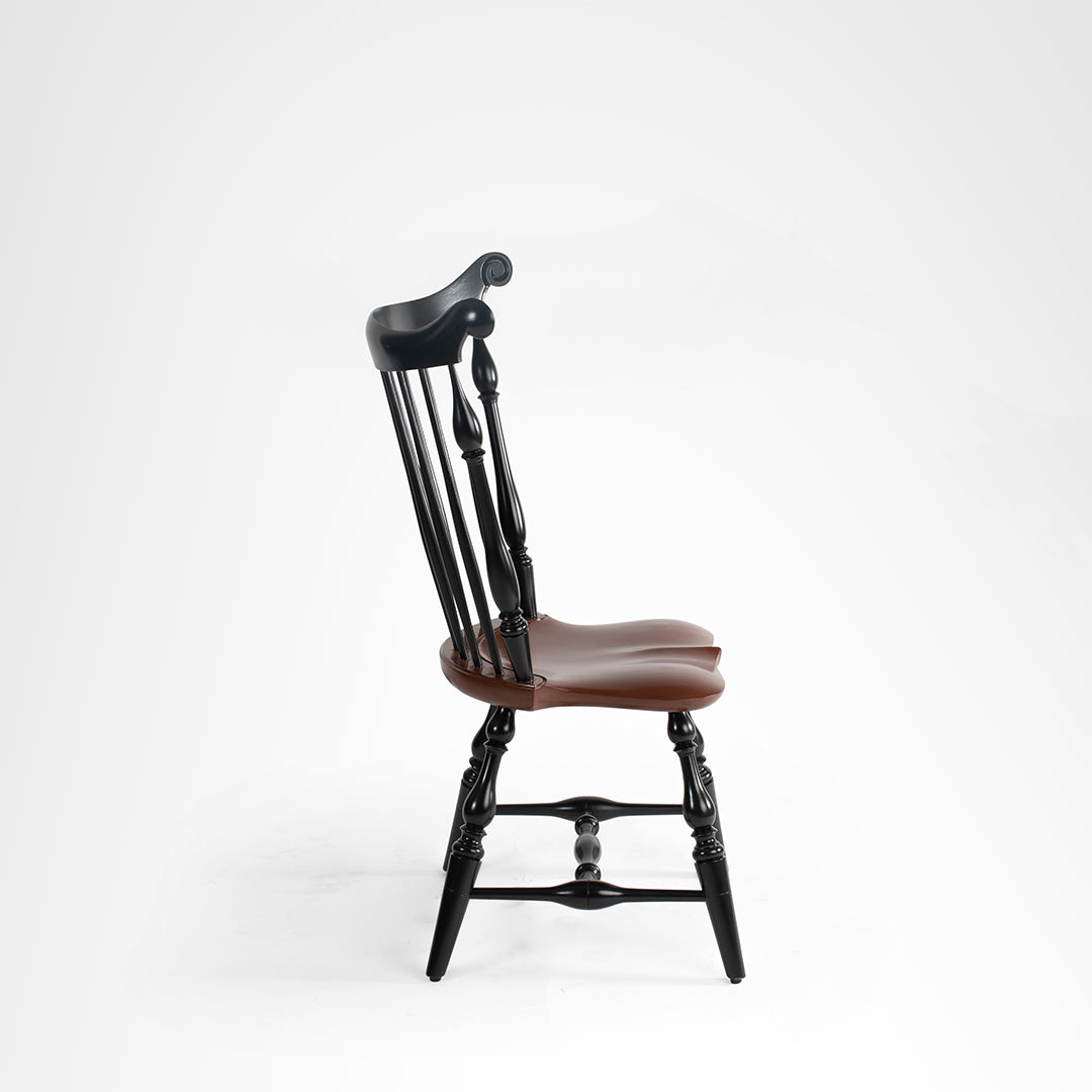 Windsor Chair 9 - W: 19’’ D: 19’’ H: 38.5’’ / Black and Brown / American Hard Wood - Indoor Furniture