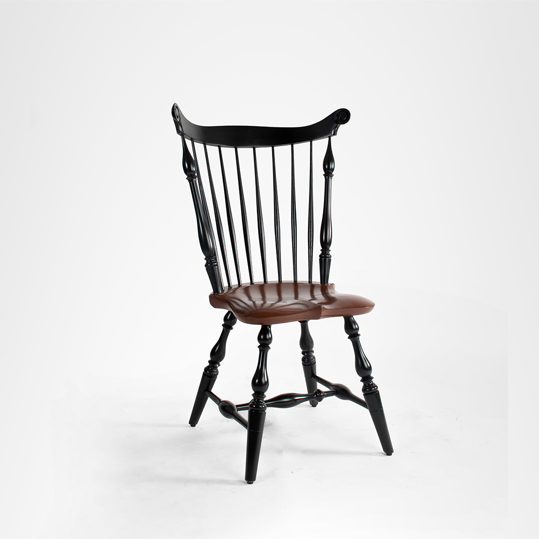 Windsor Chair 9 - W: 19’’ D: 19’’ H: 38.5’’ / Black and Brown / American Hard Wood - Indoor Furniture