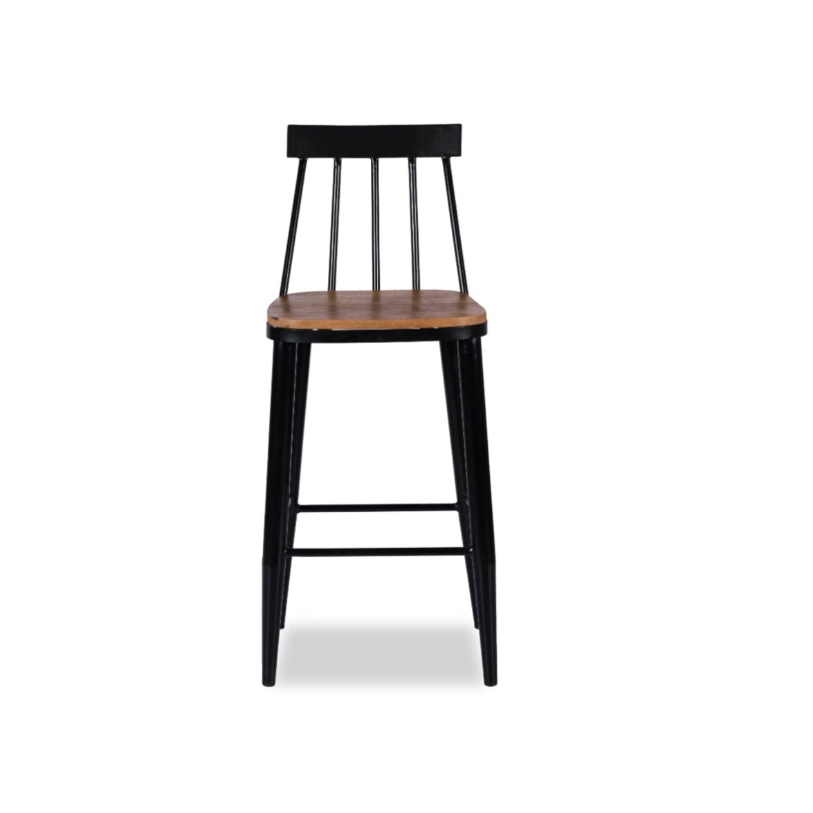 Windsor Metal Bar Chair - Natural / Wood and MS / L:44 x D:45 x H:103 x Seating Height: 71 In cms - Indoor Furniture