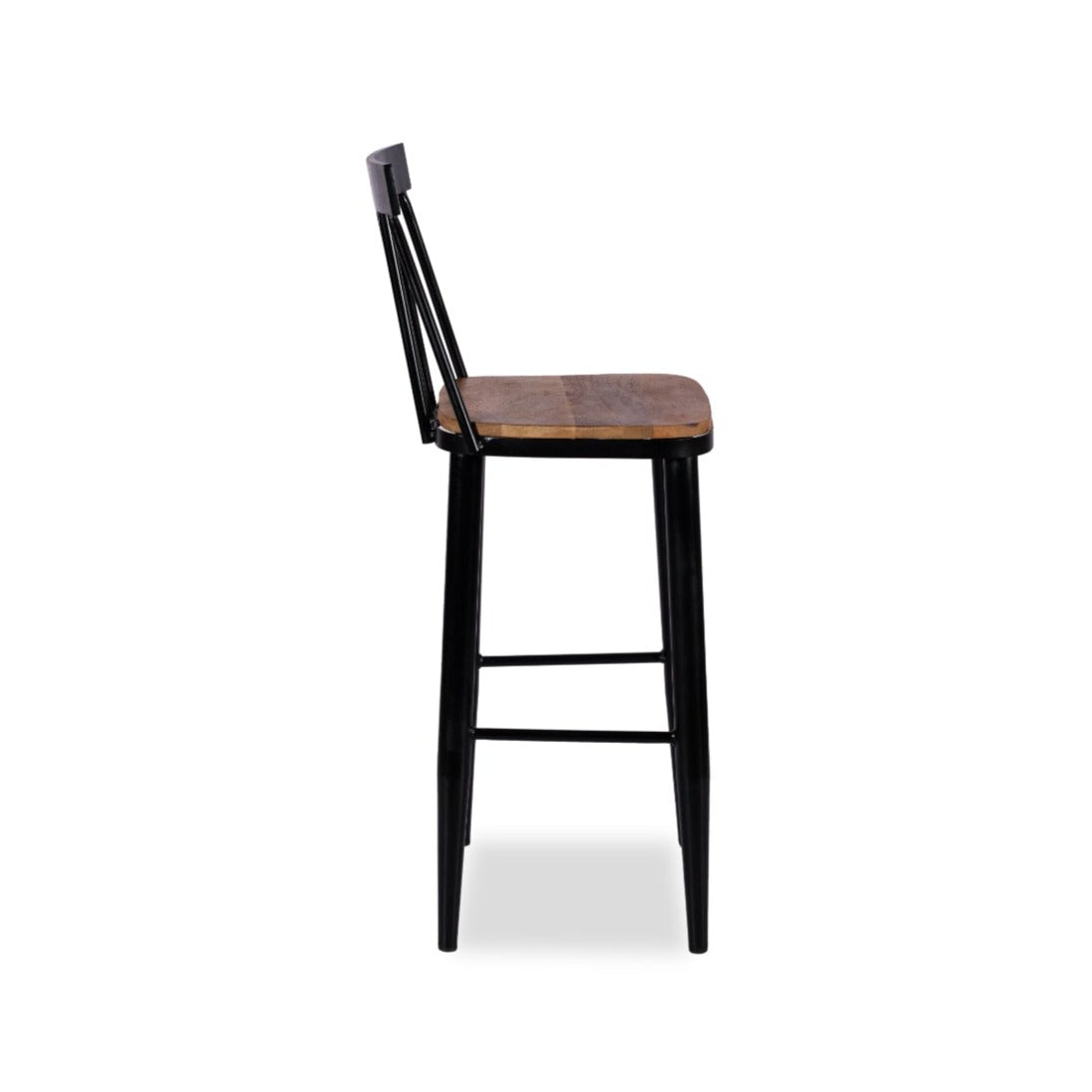 Windsor Metal Bar Chair - Natural / Wood and MS / L:44 x D:45 x H:103 x Seating Height: 71 In cms - Indoor Furniture