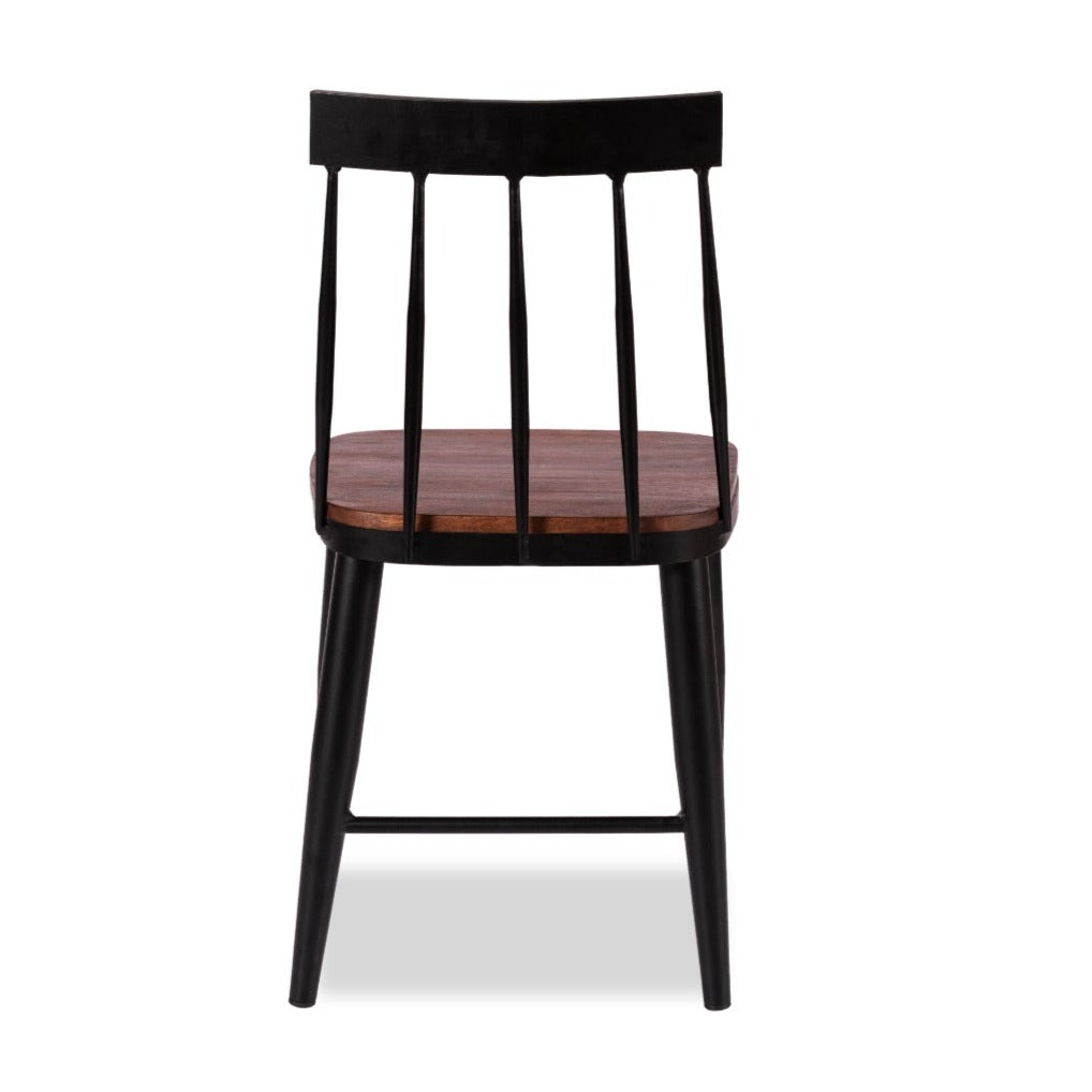 Windsor Metal Dining Chair I Set of 2 - Walnut / Wood and MS / L:42 x D:42 x H:85 in cm - Indoor Furniture