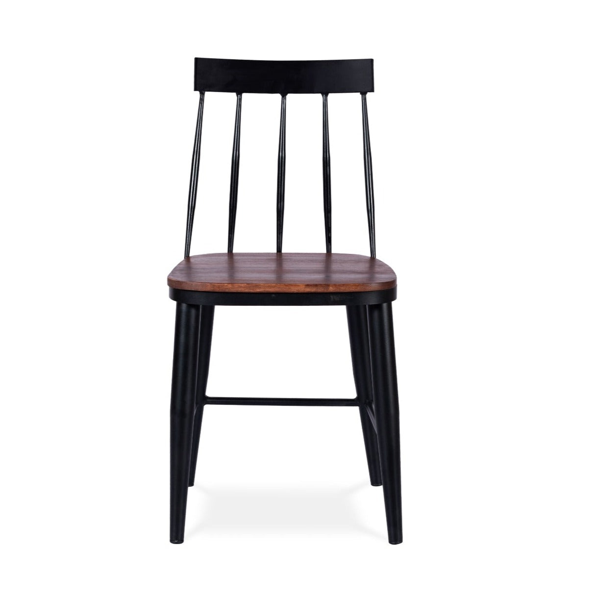 Windsor Metal Dining Chair I Set of 2 - Walnut / Wood and MS / L:42 x D:42 x H:85 in cm - Indoor Furniture