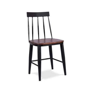 Windsor Metal Dining Chair I Set of 2 - Walnut / Wood and MS / L:42 x D:42 x H:85 in cm - Indoor Furniture
