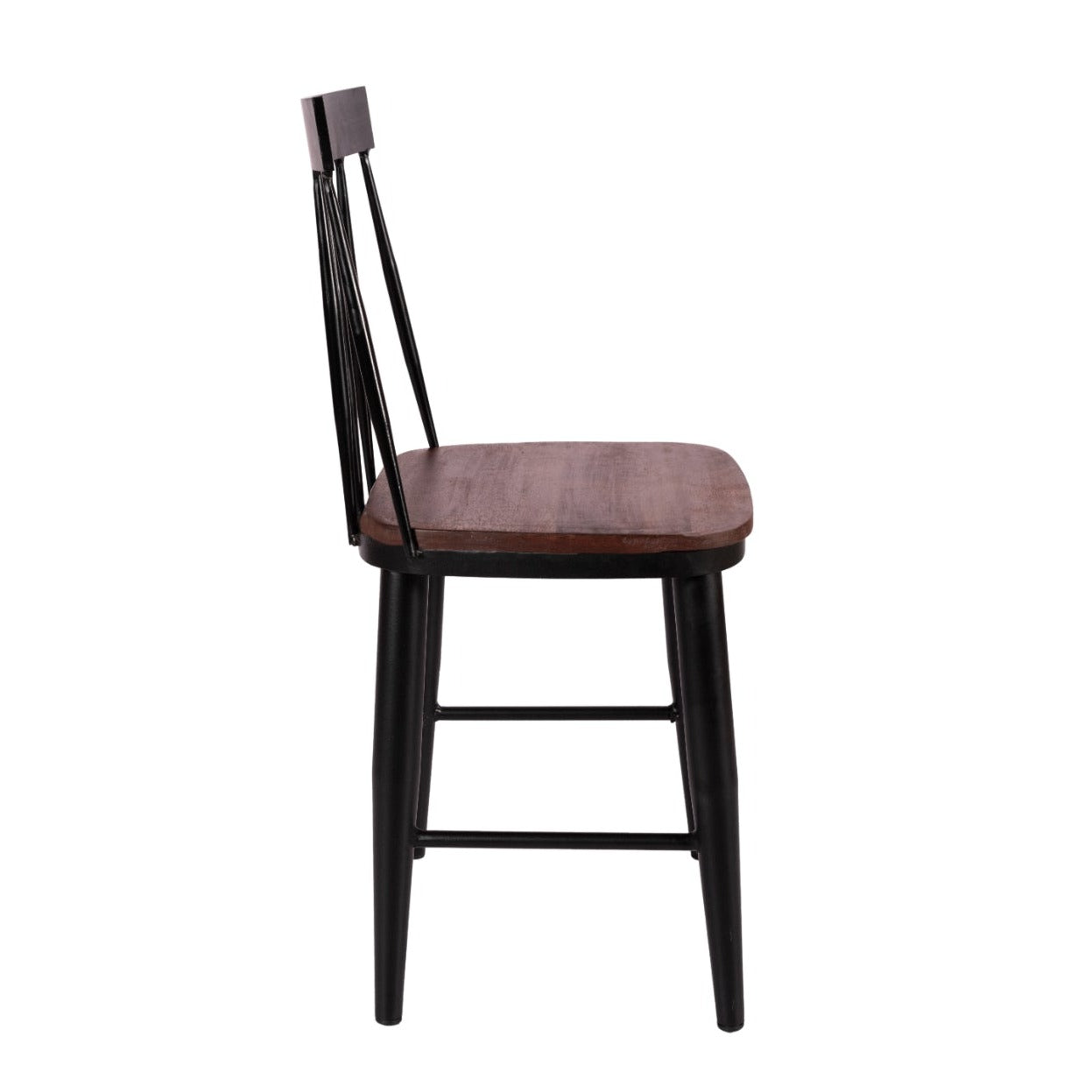Windsor Metal Dining Chair I Set of 2 - Walnut / Wood and MS / L:42 x D:42 x H:85 in cm - Indoor Furniture